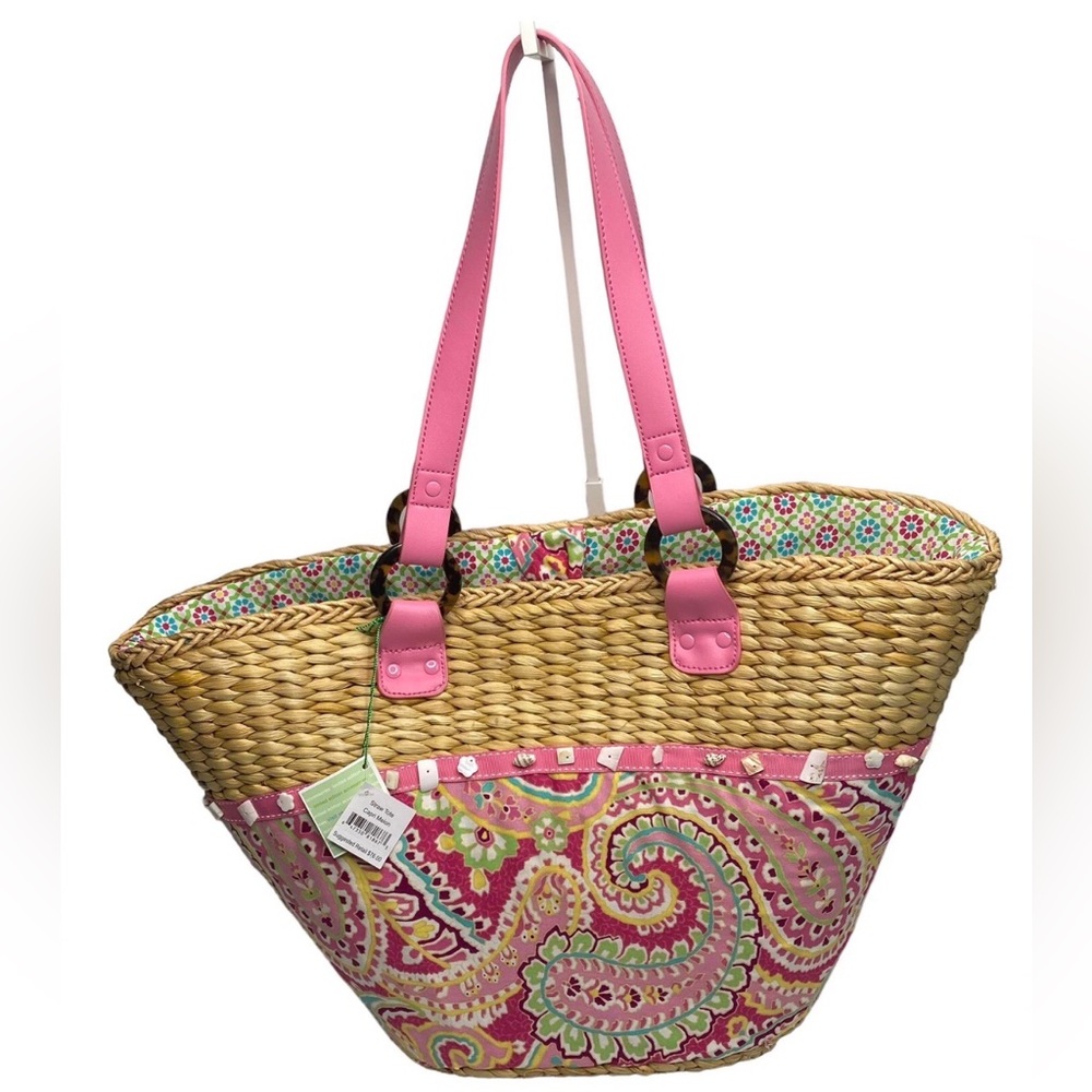 Vera Bradley Straw Tote Retired Capri Melon Beach Bag